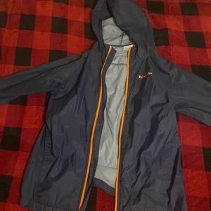 Columbia Boy’s Navy Blue w Orange Windbreaker Coat Jacket Full Zip Hood Nylon M